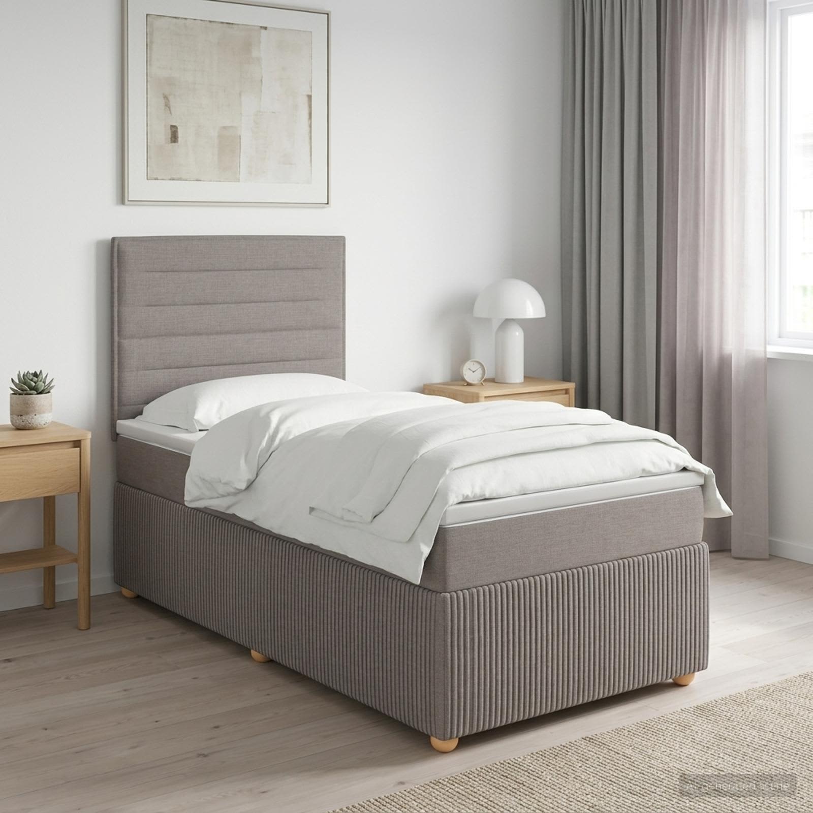 Boxspringbett mit Matratze mit Kopfteil Taupe 90 x 200 cm Stoff