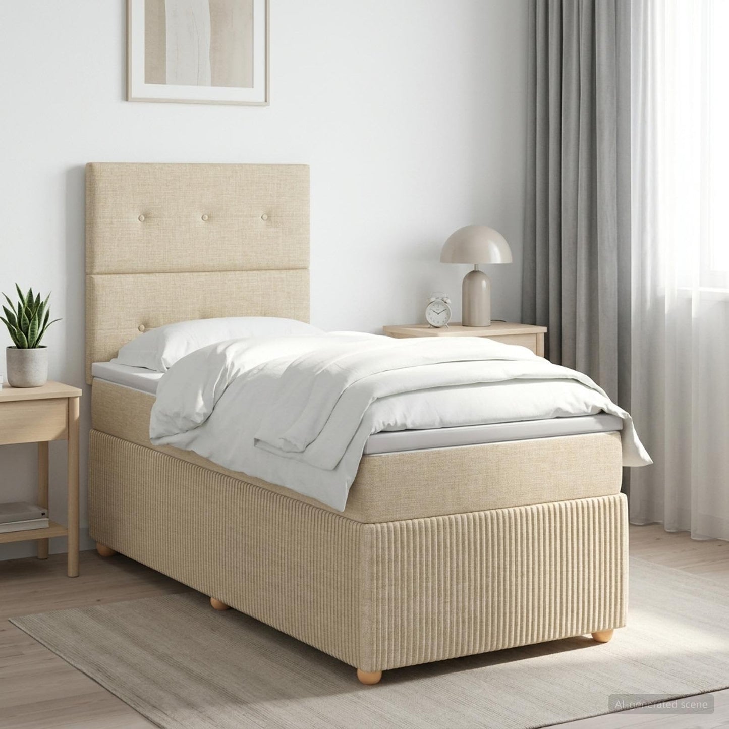 Boxspringbett mit Matratze Creme 100 x 200 cm Stoff