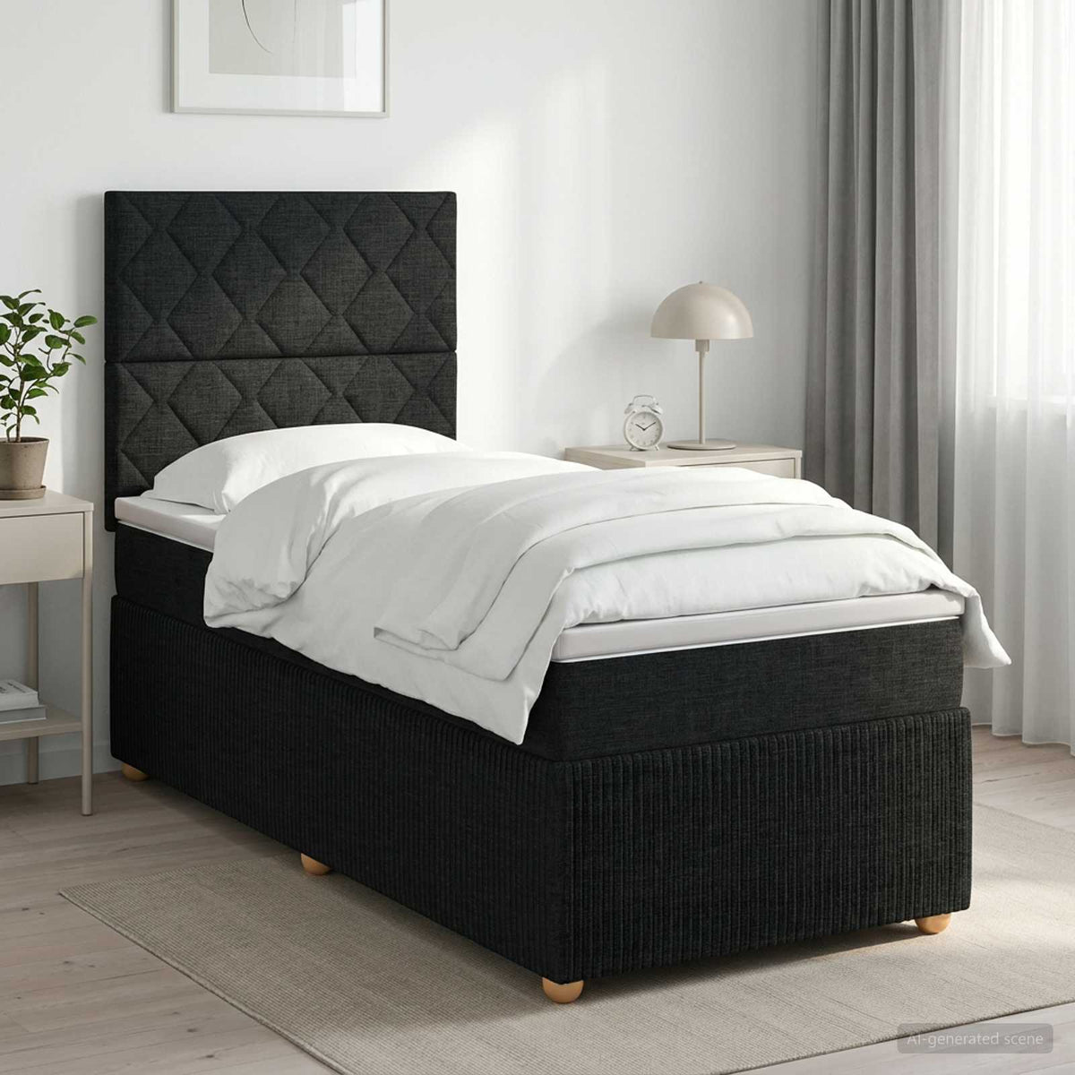 Boxspringbett mit Matratze Schwarz 100 x 200 cm Stoff