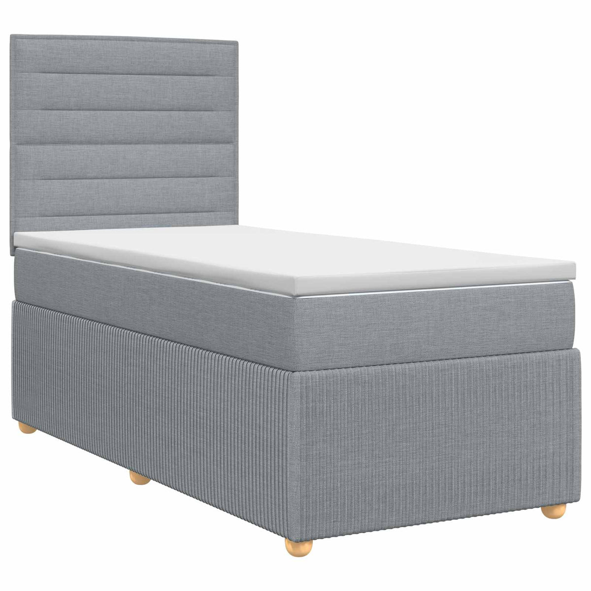 Boxspringbett mit Matratze Hellgrau 90 x 190 cm Stoff