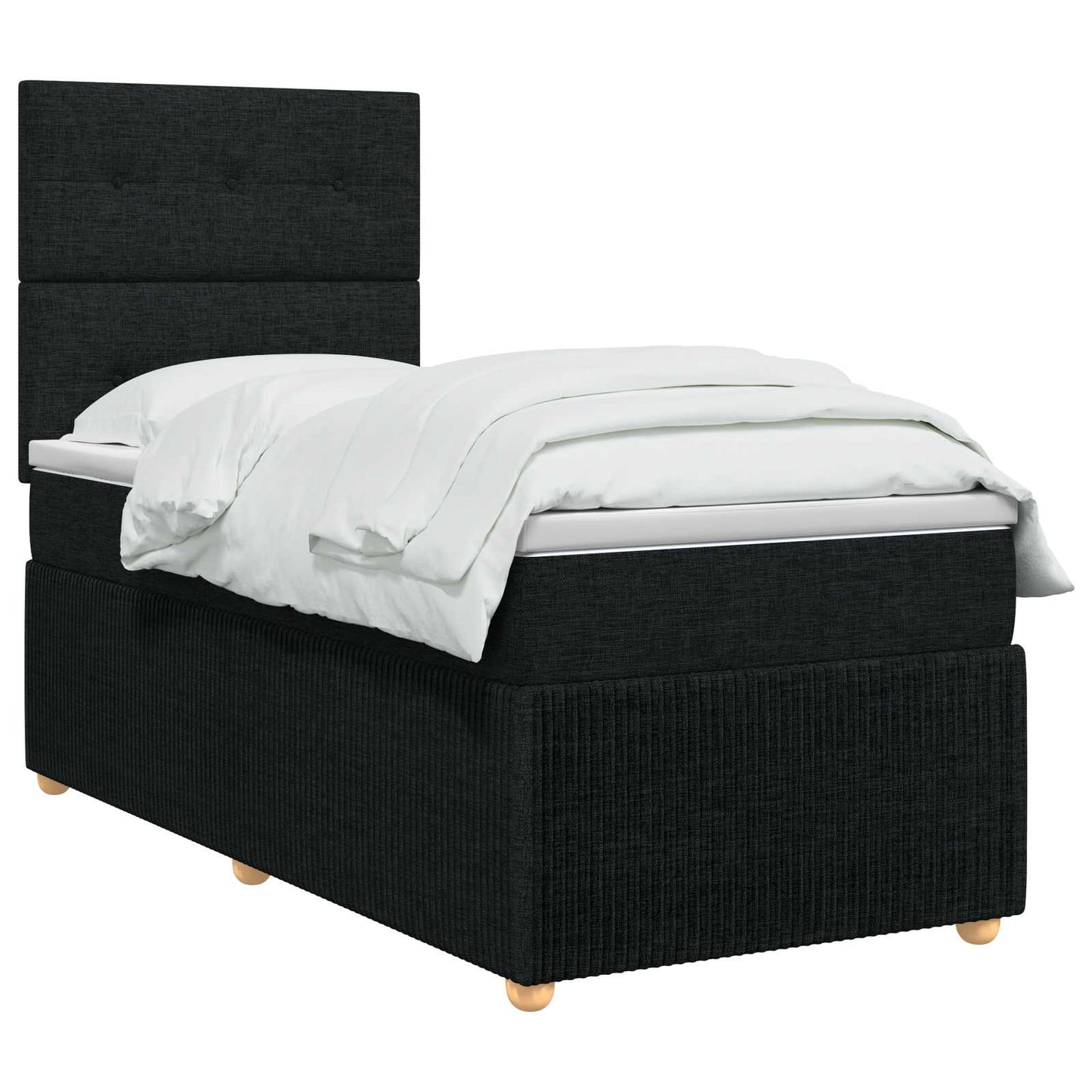 Boxspringbett mit Matratze Schwarz 90 x 190 cm Stoff