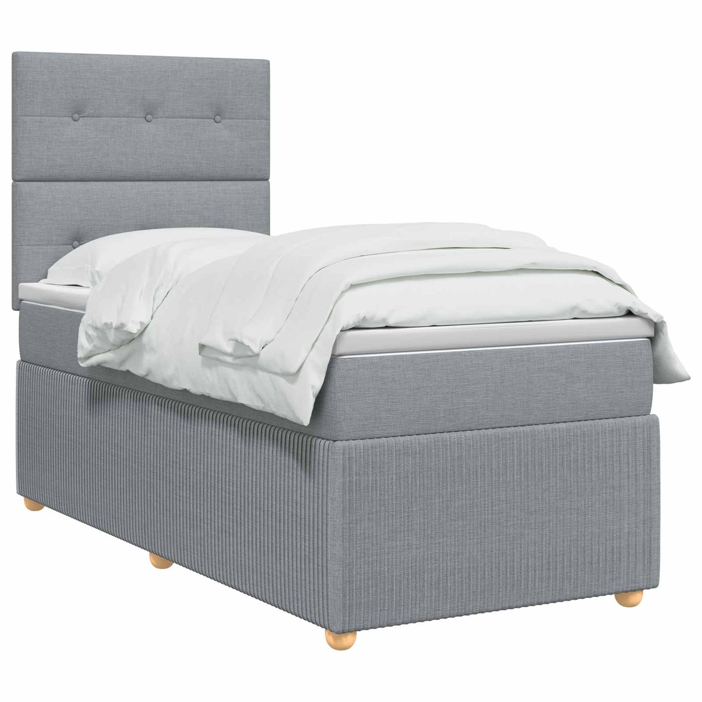 Boxspringbett mit Matratze Hellgrau 90 x 200 cm Stoff