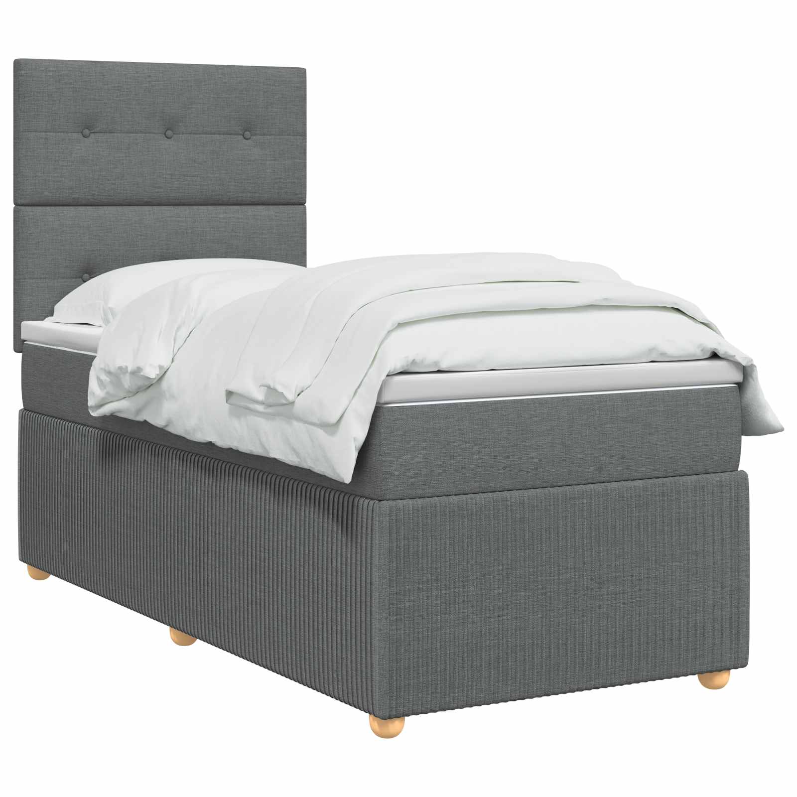 Boxspringbett mit Matratze Dunkelgrau 90 x 200 cm Stoff