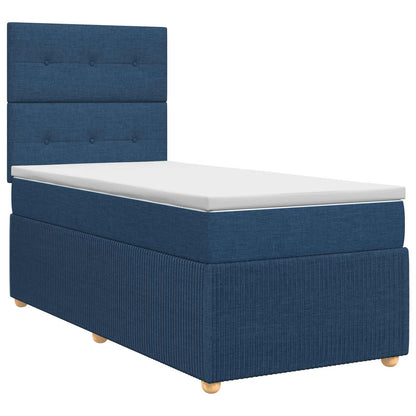 Boxspringbett mit Matratze mit Kopfteil Blau 90 x 200 cm Stoff