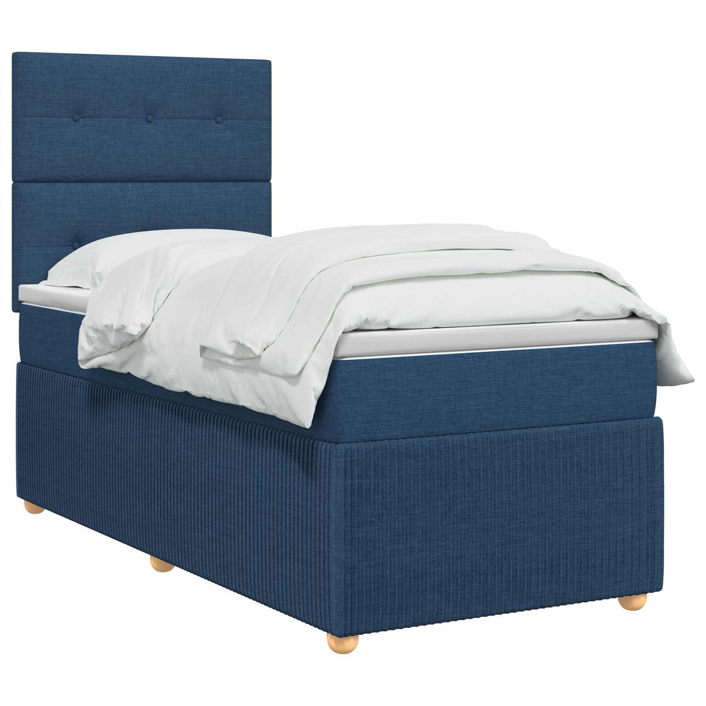 Boxspringbett mit Matratze mit Kopfteil Blau 90 x 200 cm Stoff