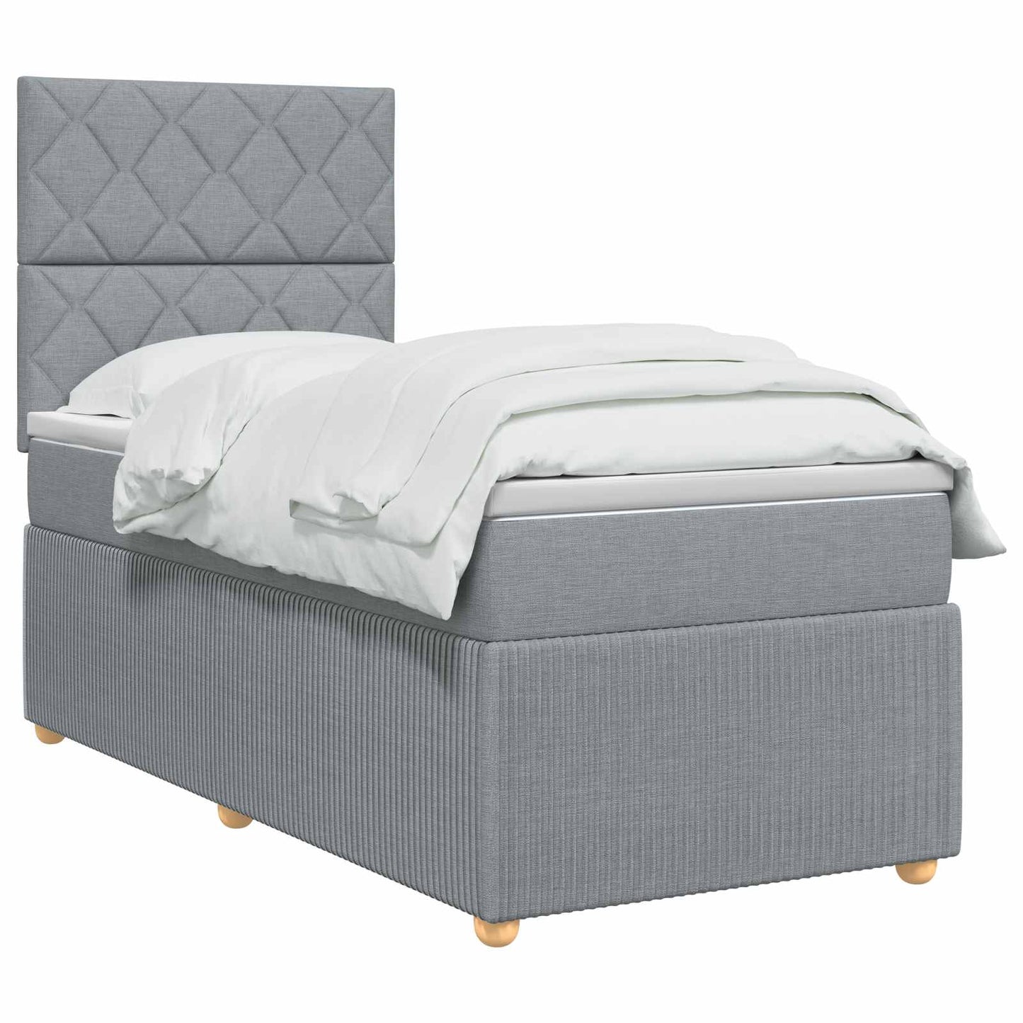 Boxspringbett mit Matratze Hellgrau 90 x 200 cm Stoff
