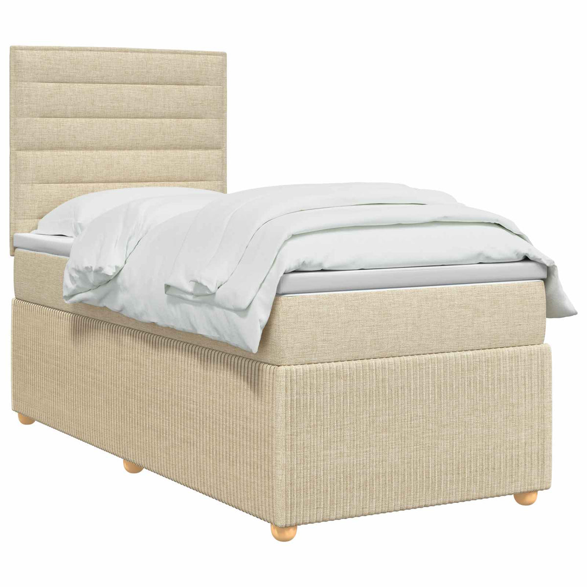 Boxspringbett mit Matratze Creme 100 x 200 cm Stoff
