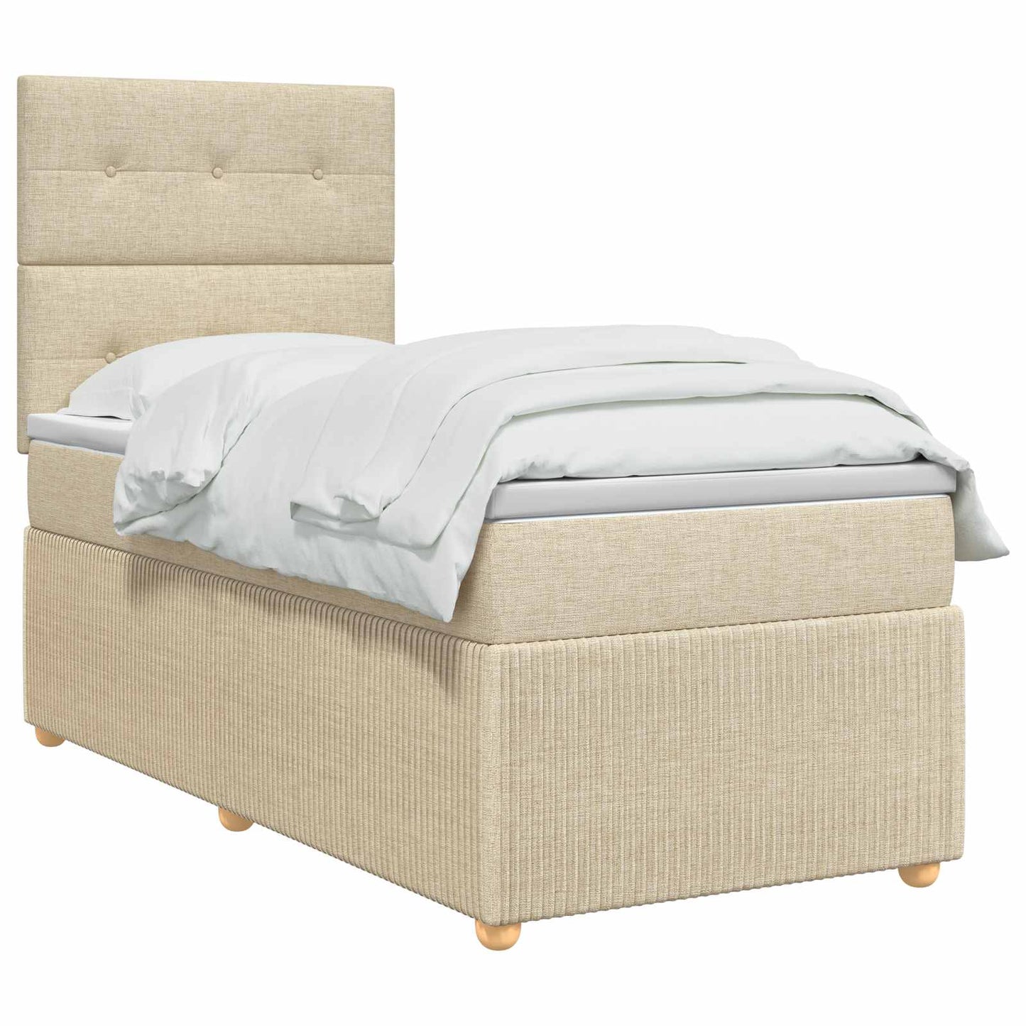 Boxspringbett mit Matratze Creme 100 x 200 cm Stoff