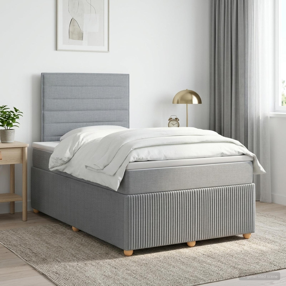 Boxspringbett mit Matratze Hellgrau 120 x 190 cm Stoff