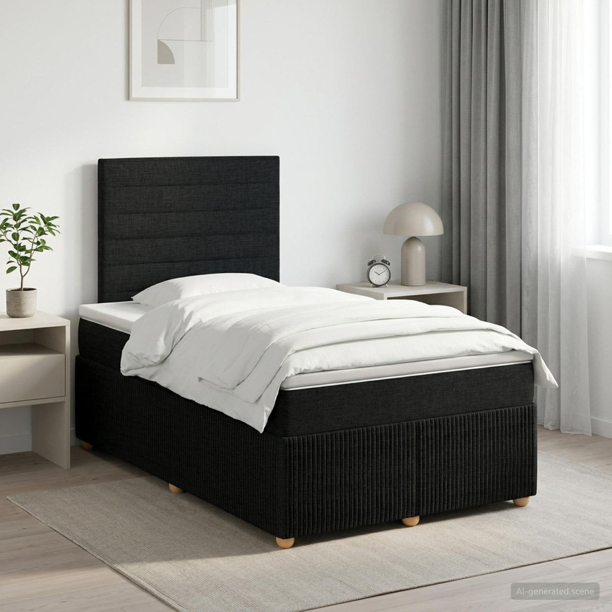 Boxspringbett mit Matratze Schwarz 120 x 190 cm Stoff