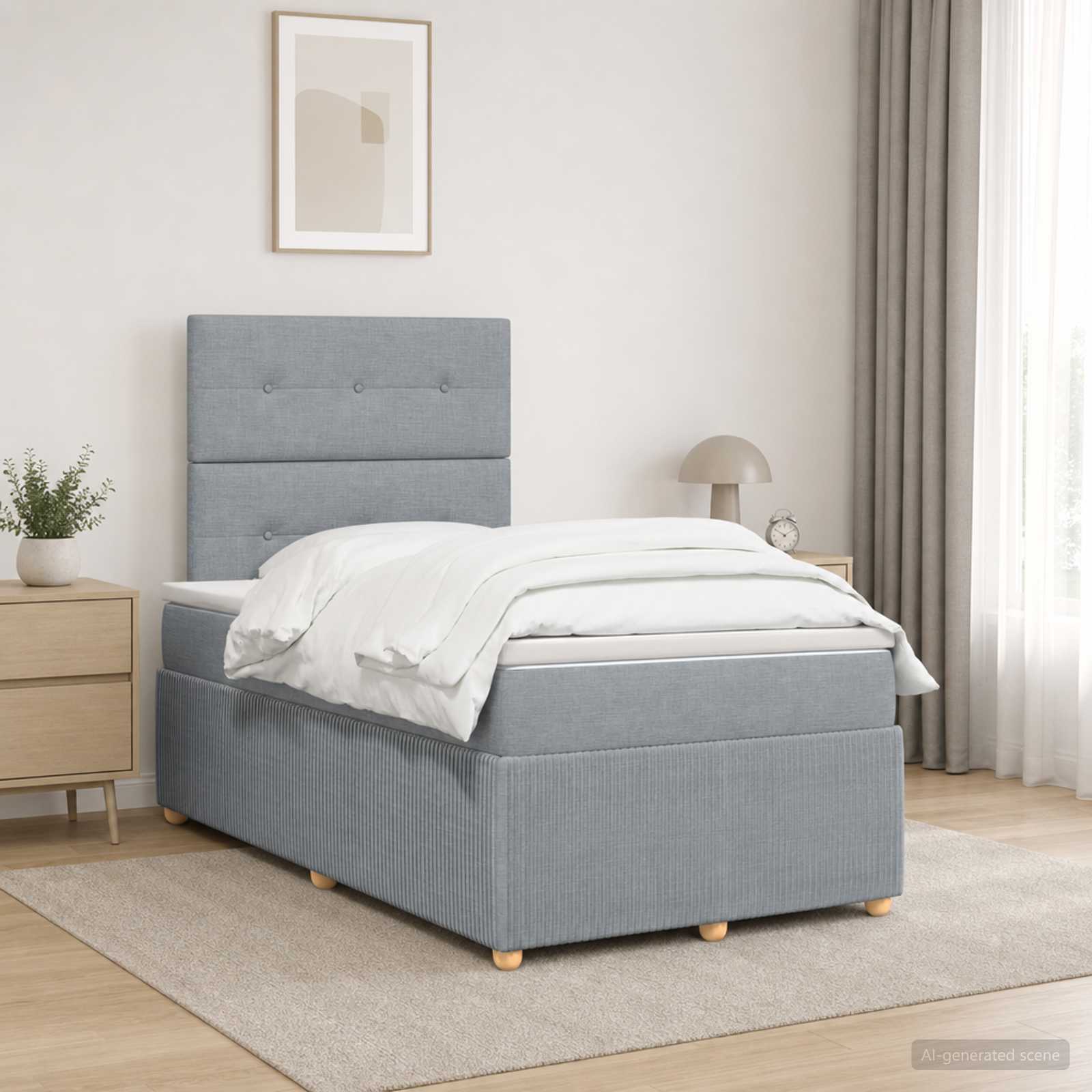 Boxspringbett mit Matratze Hellgrau 120 x 200 cm Stoff