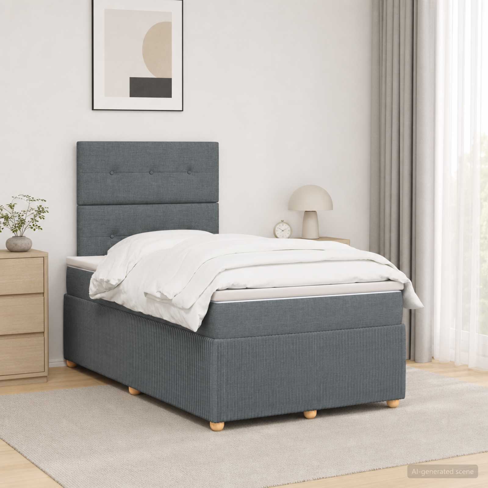 Boxspringbett mit Matratze Dunkelgrau 120 x 190 cm Stoff