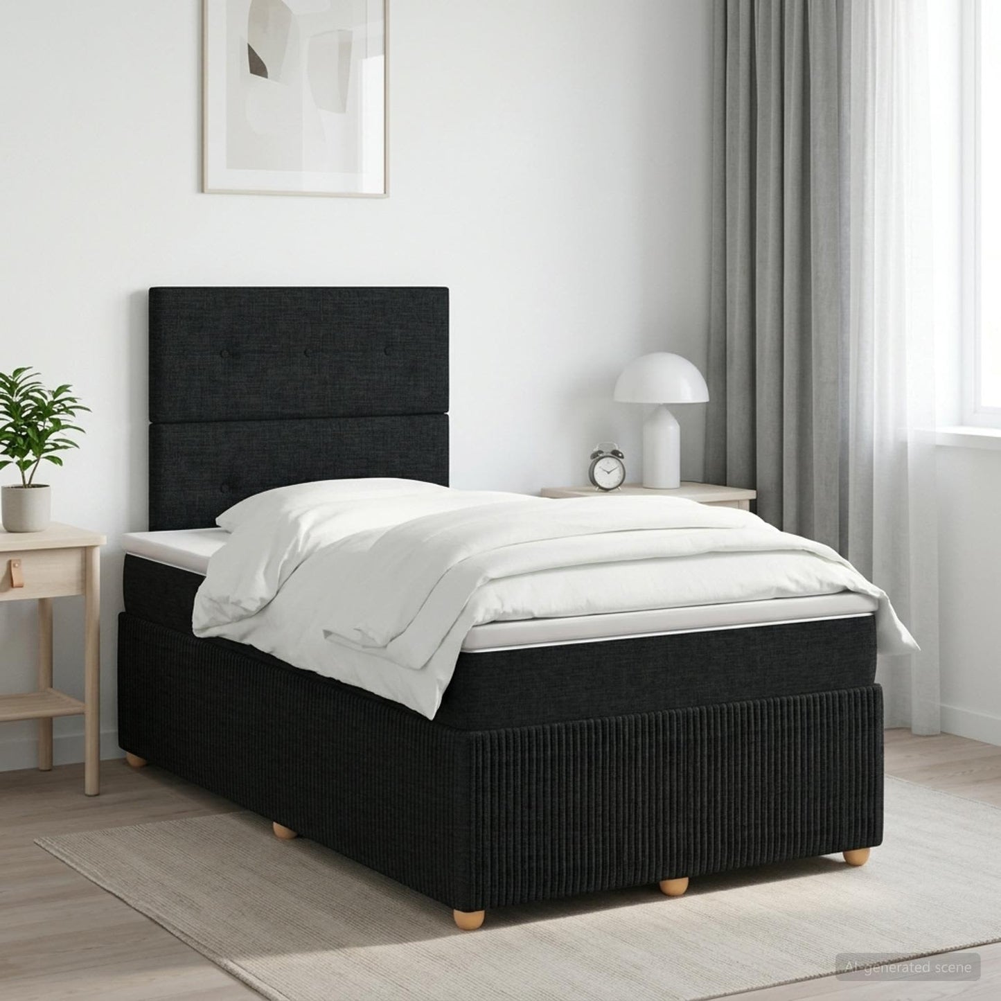 Boxspringbett mit Matratze Schwarz 120 x 190 cm Stoff