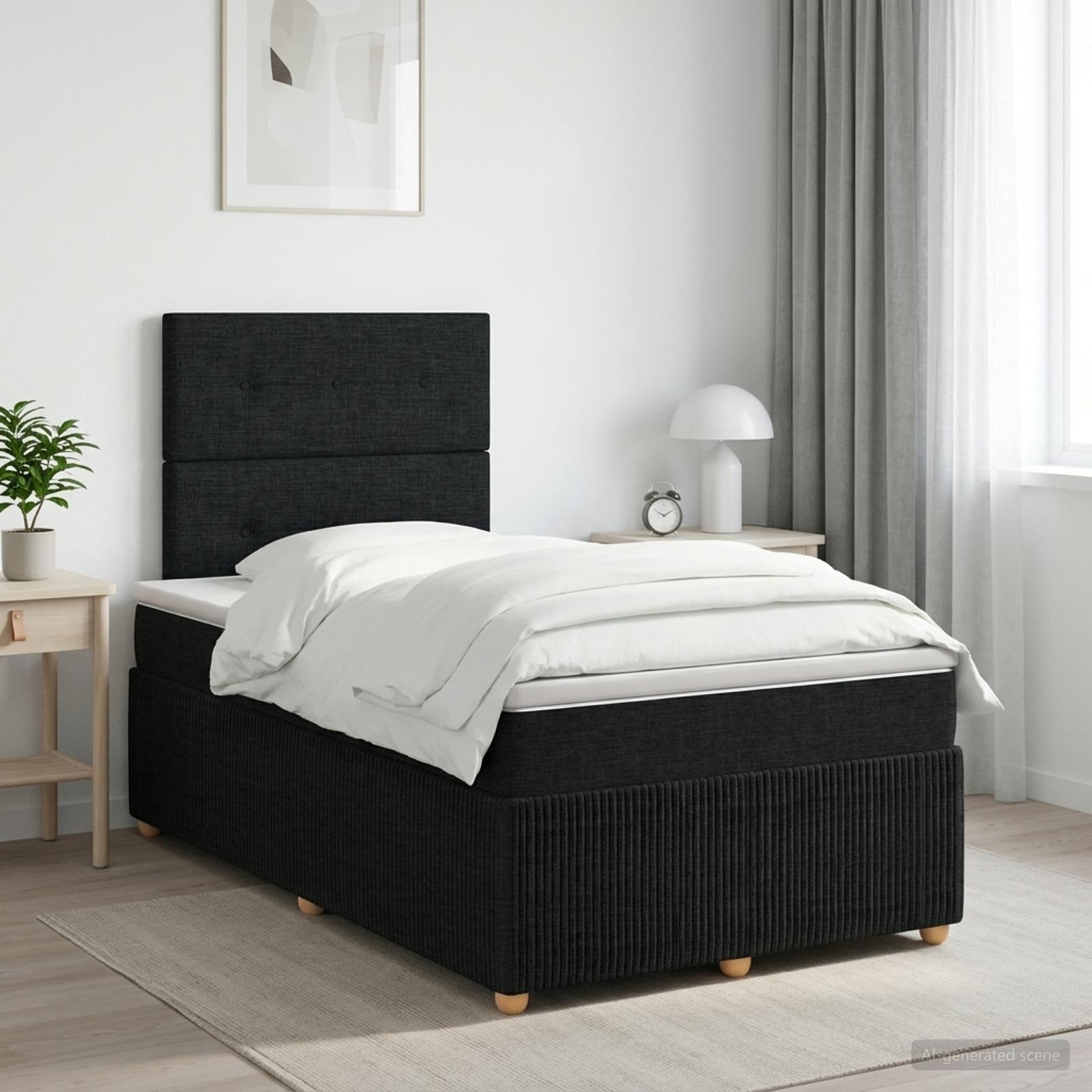Boxspringbett mit Matratze Schwarz 120 x 190 cm Stoff