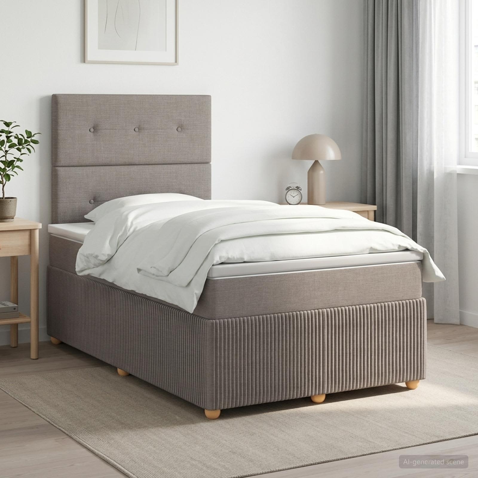Boxspringbett mit Matratze Taupe 120 x 200 cm Stoff