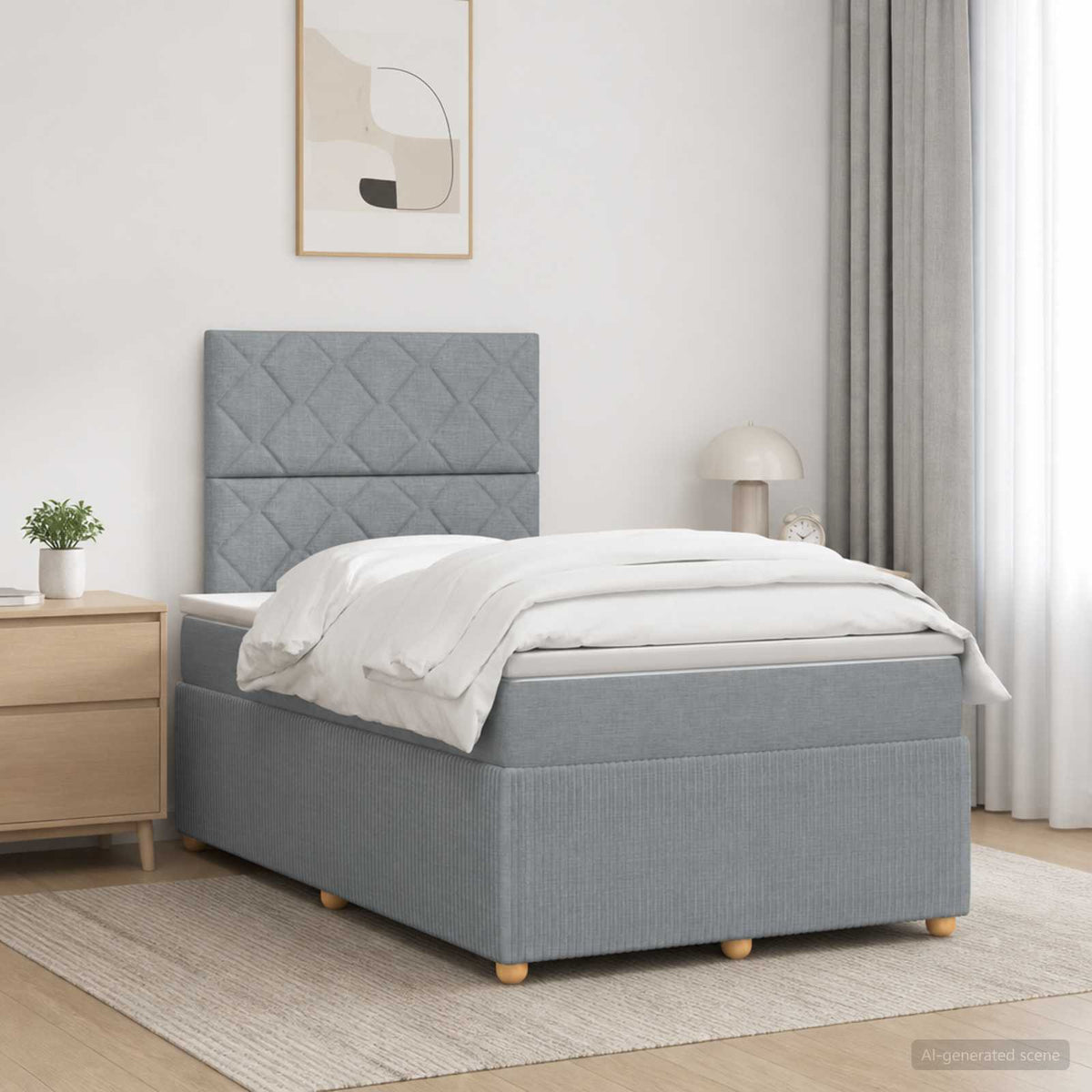Boxspringbett mit Matratze Hellgrau 120 x 190 cm Stoff