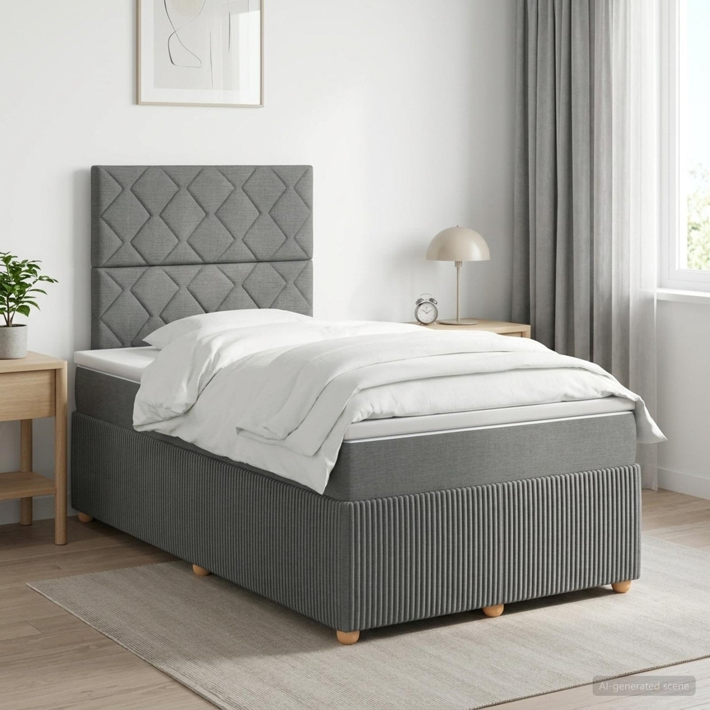 Boxspringbett mit Matratze Dunkelgrau 120 x 190 cm Stoff