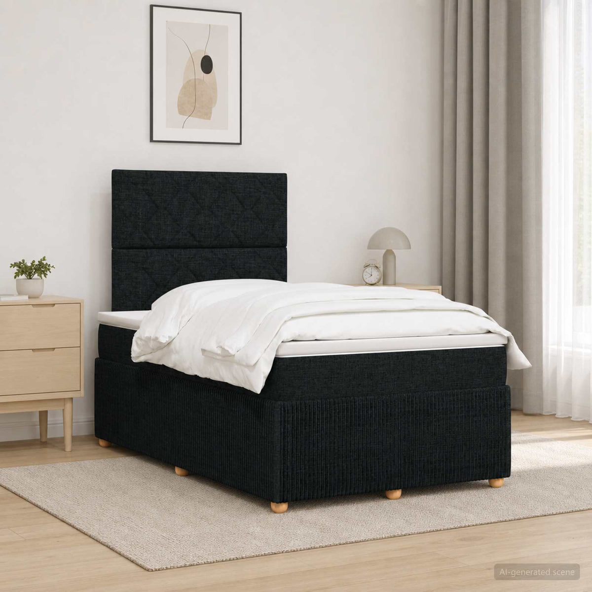 Boxspringbett mit Matratze Schwarz 120 x 190 cm Stoff