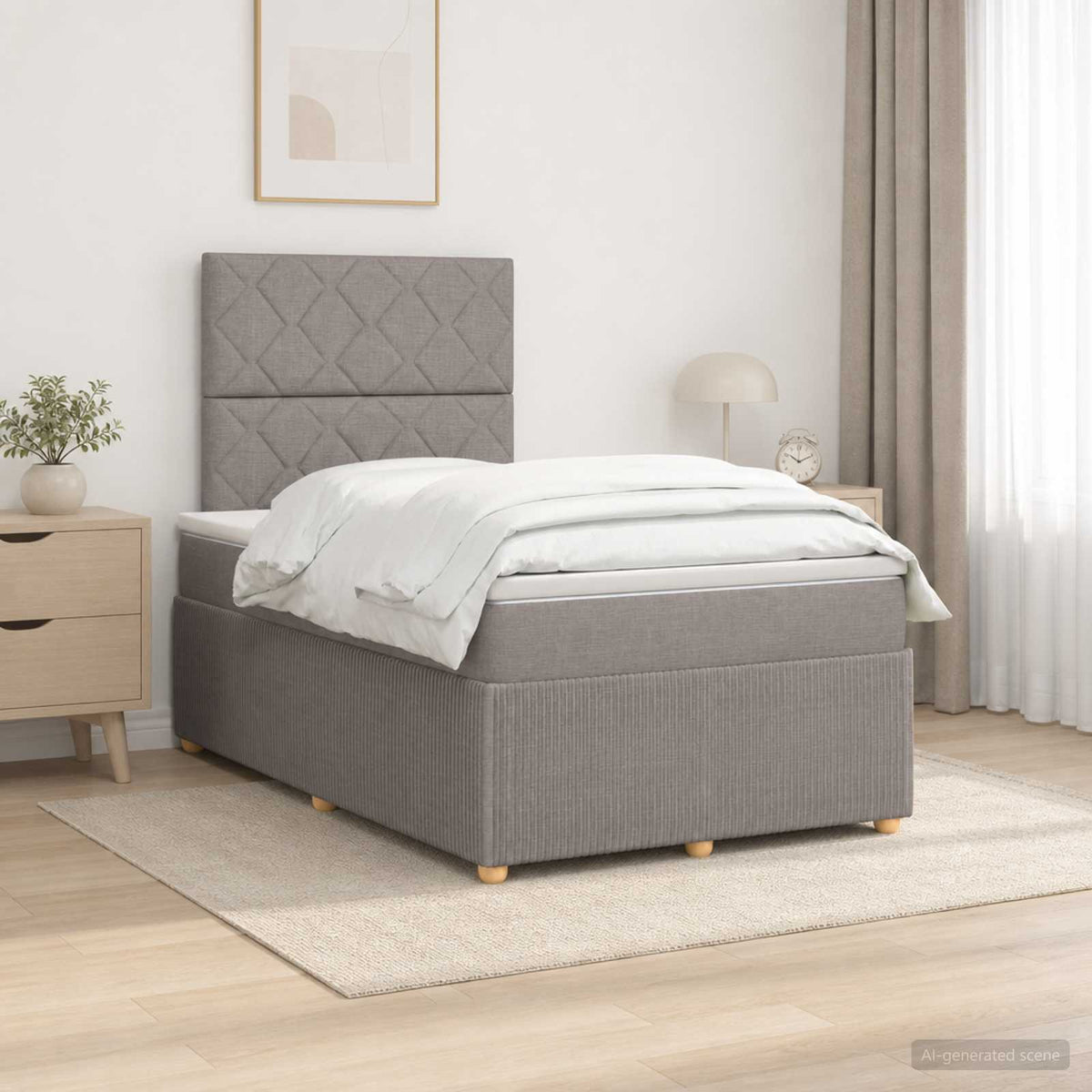 Boxspringbett mit Matratze Taupe 120 x 200 cm Stoff