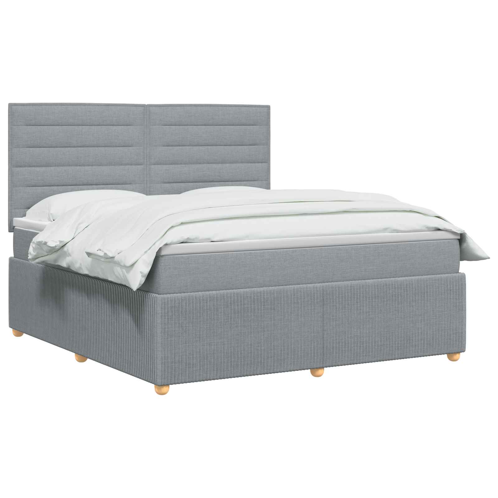 Boxspringbett mit Matratze Hellgrau 140 x 190 cm Stoff