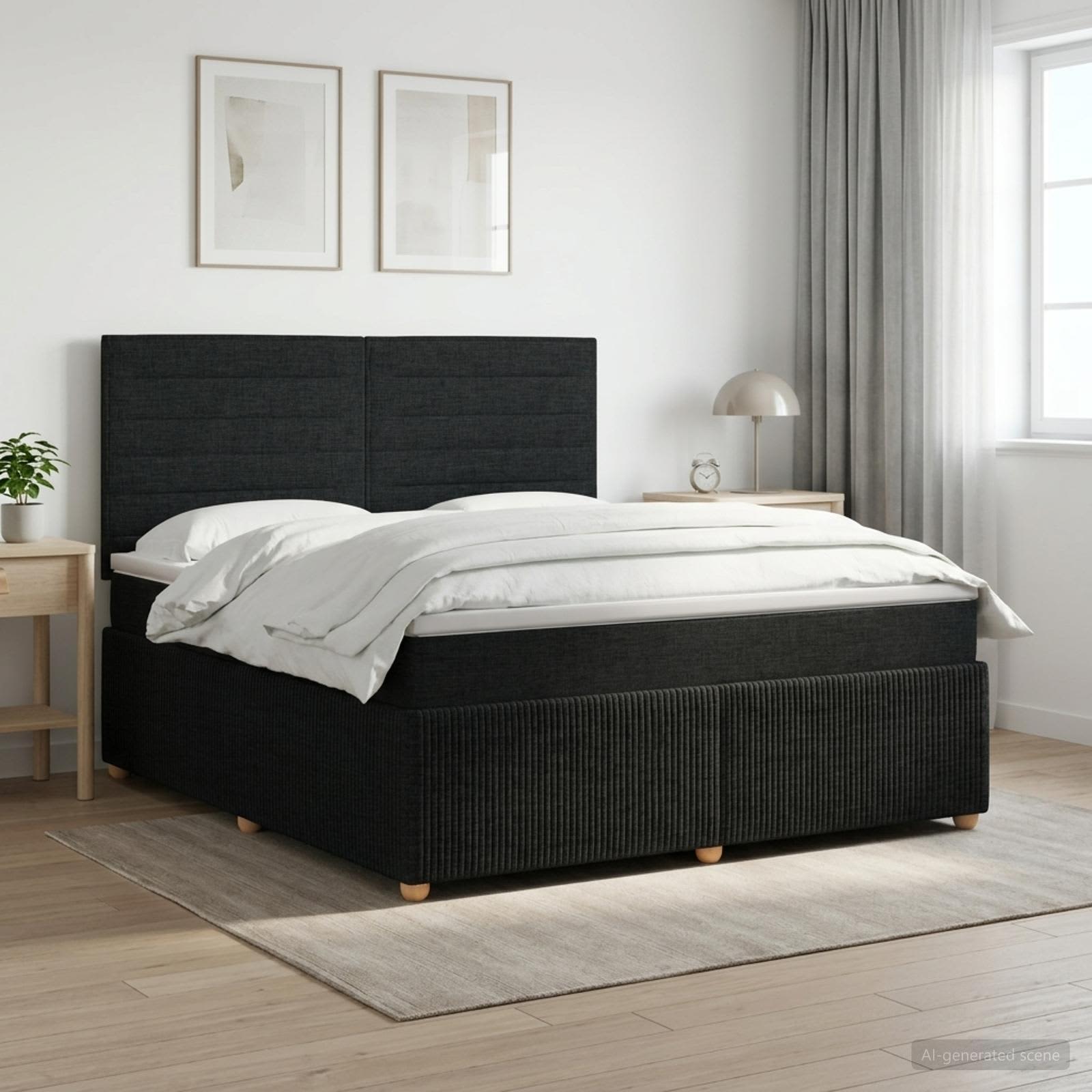 Boxspringbett mit Matratze Schwarz 140 x 190 cm Stoff