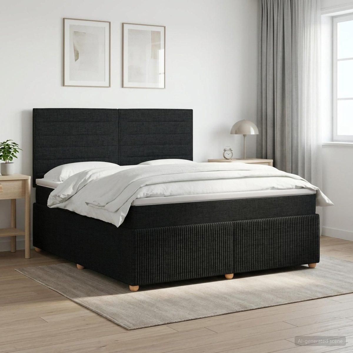Boxspringbett mit Matratze Schwarz 180 x 200 cm Stoff