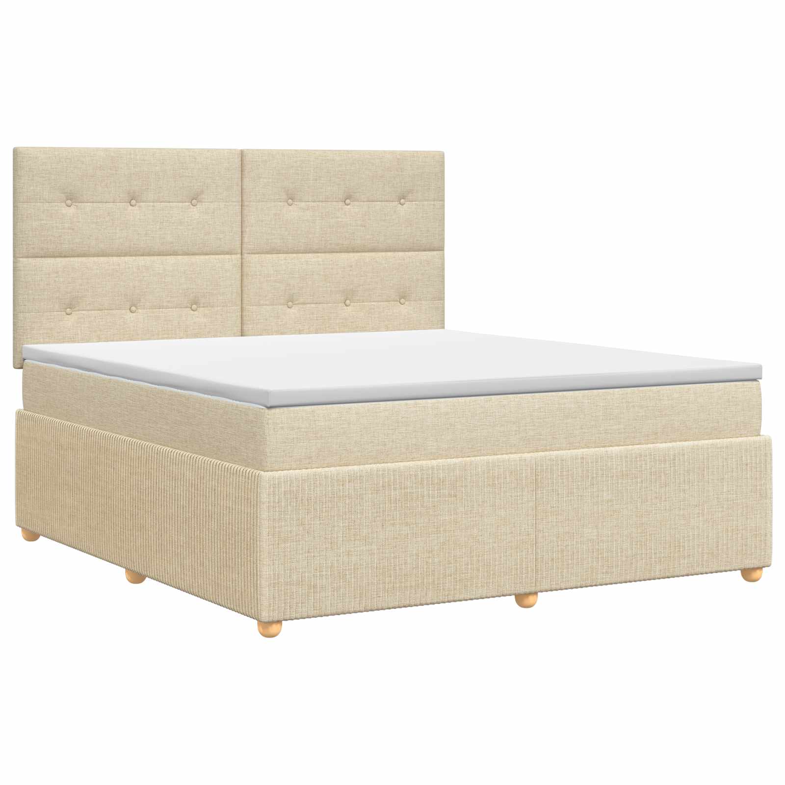 Boxspringbett mit Matratze Creme 140 x 190 cm Stoff