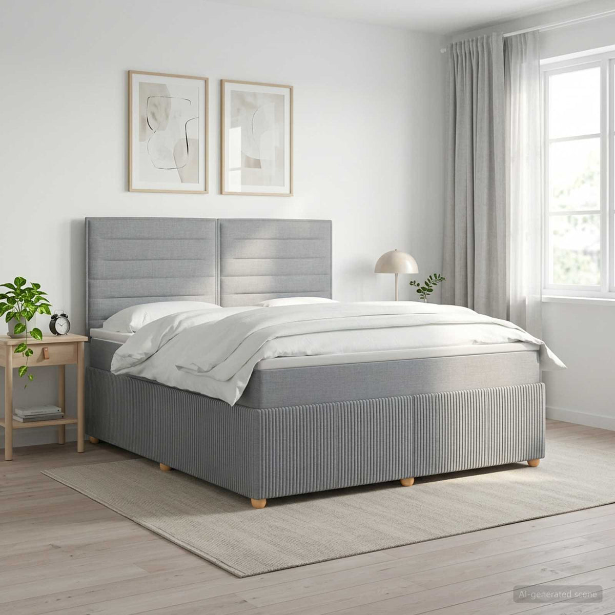 Boxspringbett mit Matratze Hellgrau 160 x 200 cm Stoff