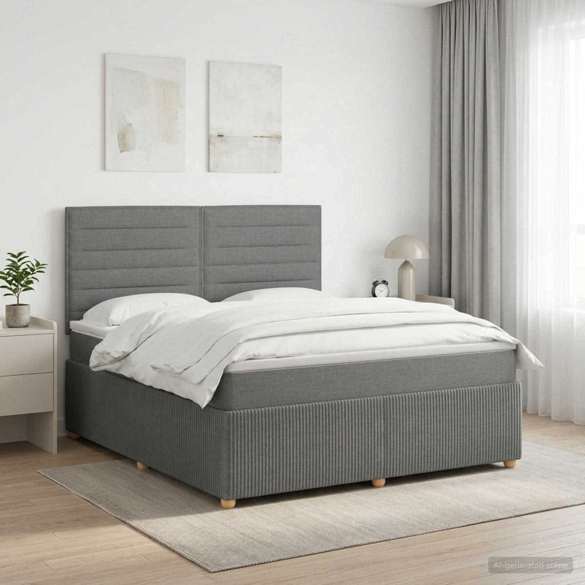 Boxspringbett mit Matratze Dunkelgrau 160 x 200 cm Stoff