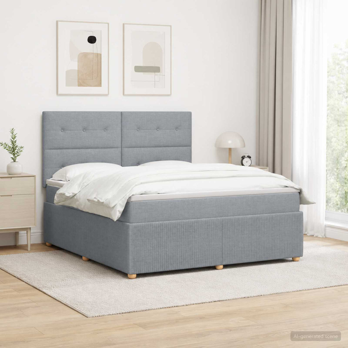 Boxspringbett mit Matratze Hellgrau 180 x 200 cm Stoff