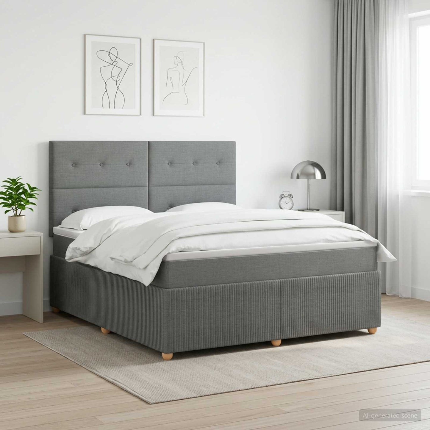 Boxspringbett mit Matratze Dunkelgrau 160 x 200 cm Stoff
