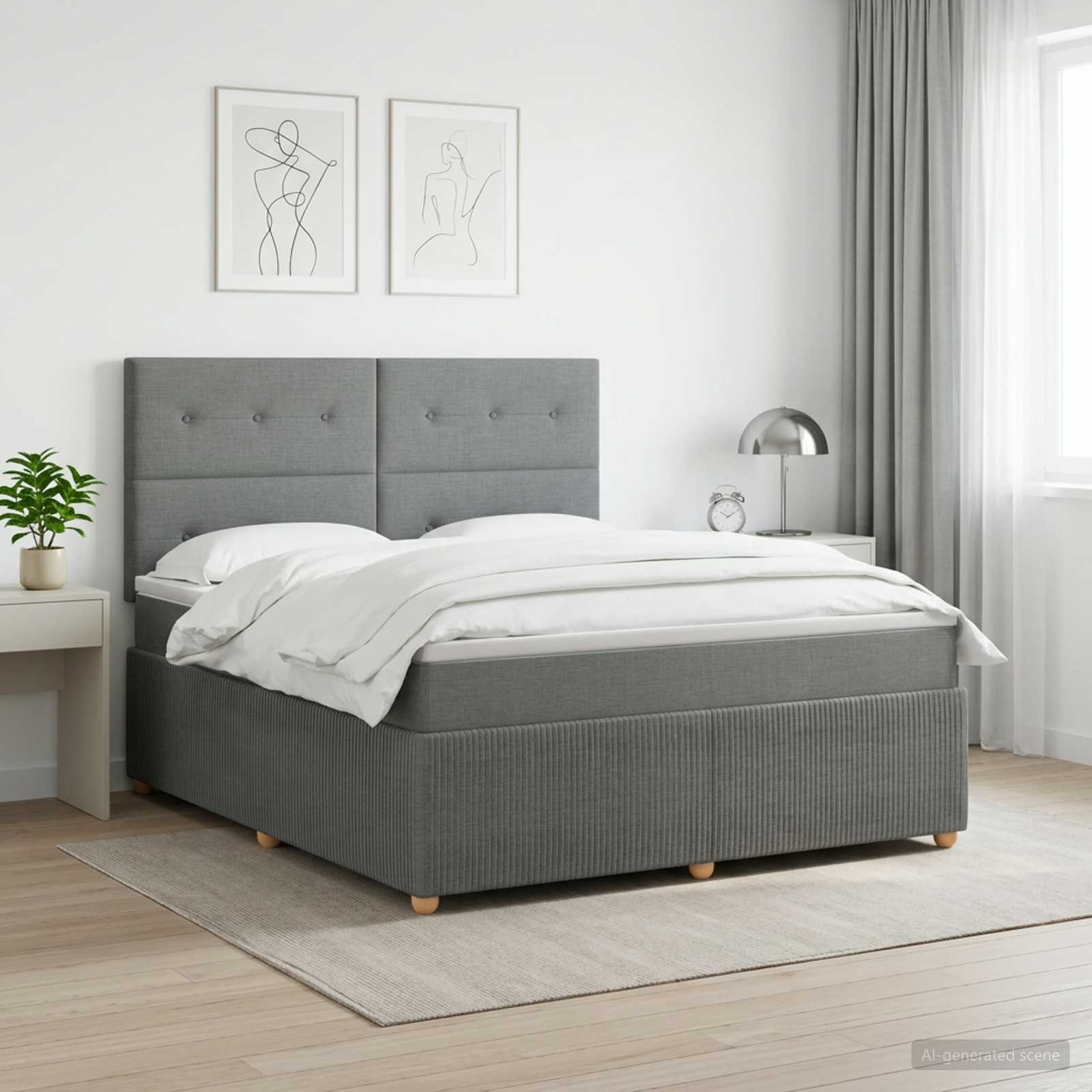 Boxspringbett mit Matratze Dunkelgrau 160 x 200 cm Stoff