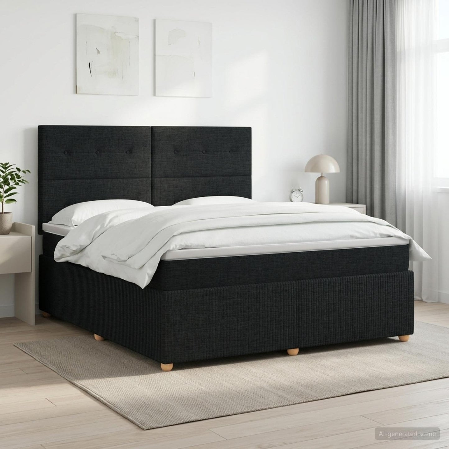 Boxspringbett mit Matratze Schwarz 140 x 190 cm Stoff