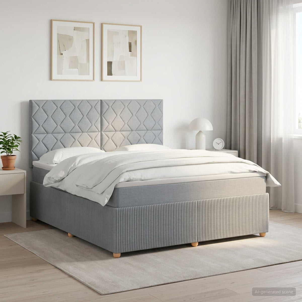 Boxspringbett mit Matratze Hellgrau 160 x 200 cm Stoff