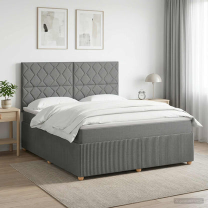 Boxspringbett mit Matratze Dunkelgrau 140 x 190 cm Stoff