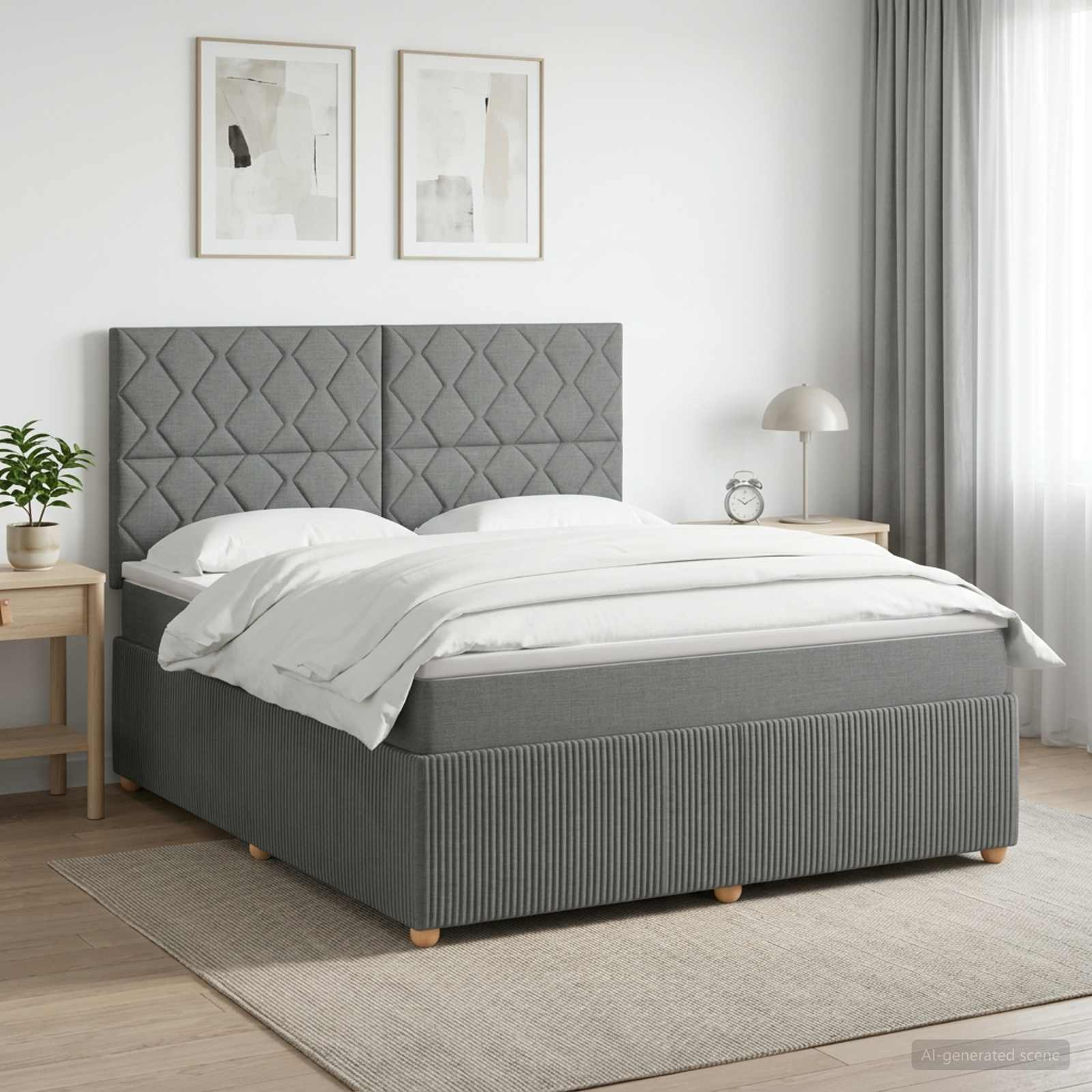 Boxspringbett mit Matratze Dunkelgrau 140 x 200 cm Stoff