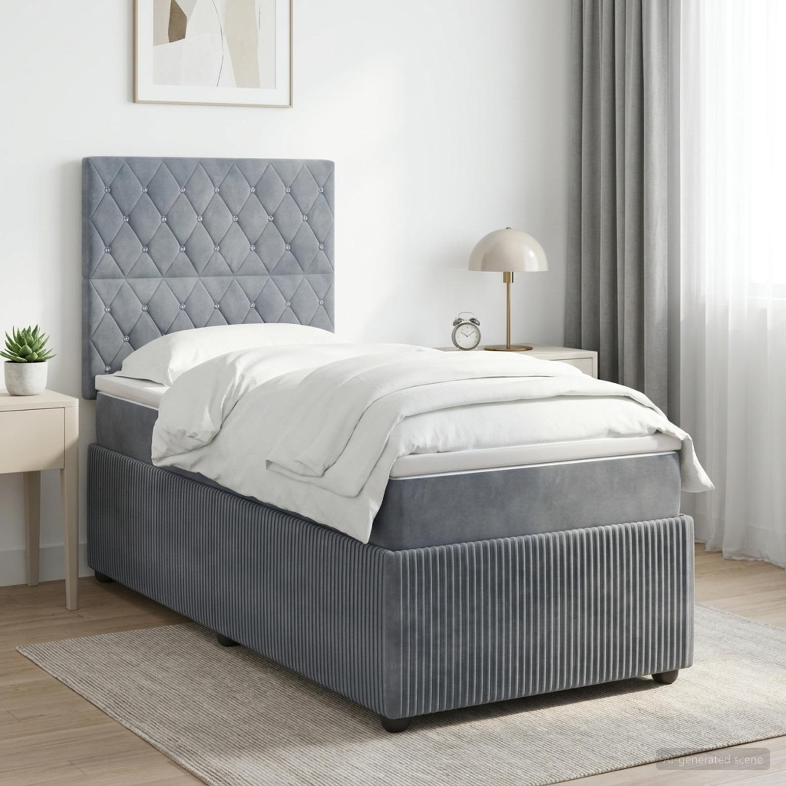 Boxspringbett mit Matratze Dunkelgrau 80 x 200 cm Samt