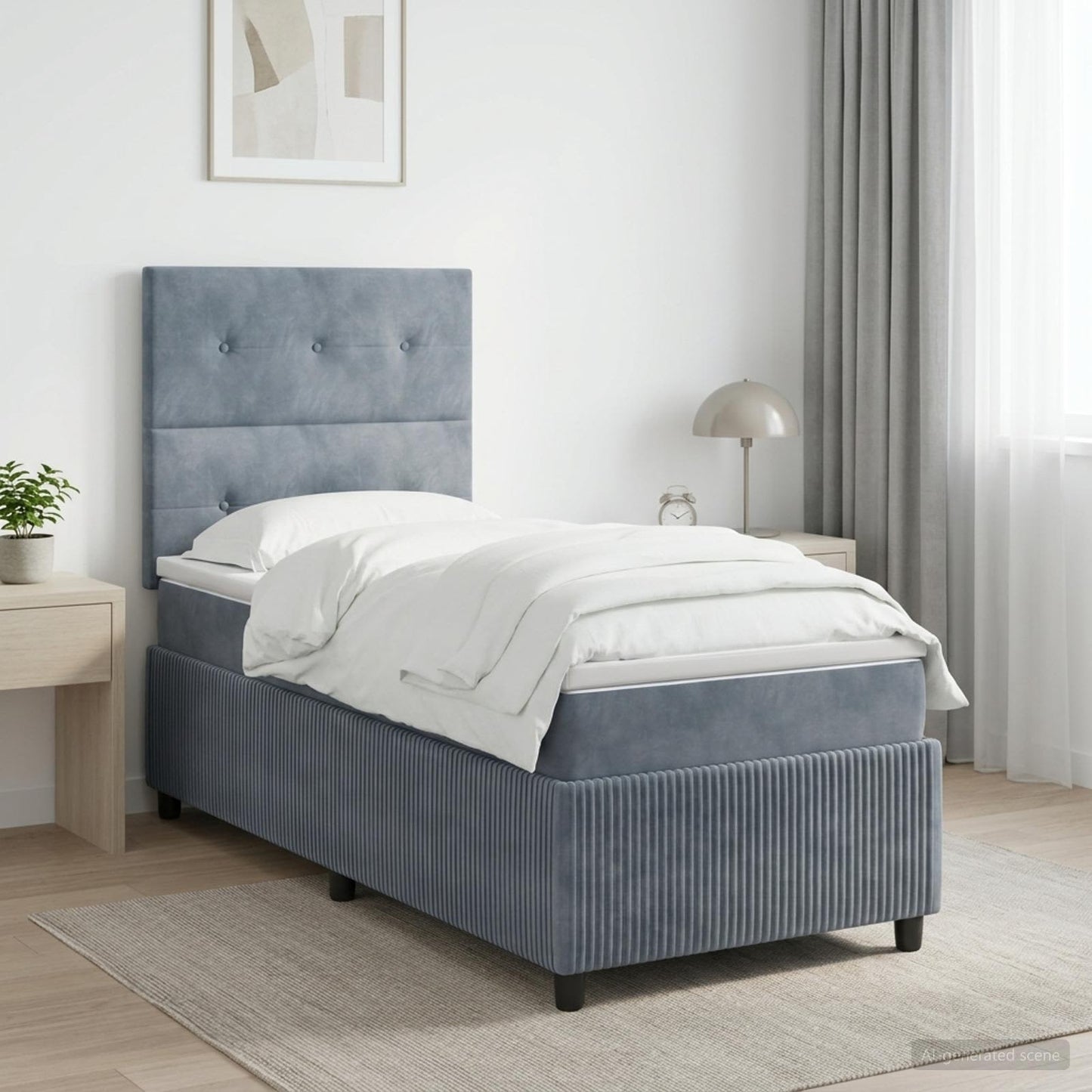 Boxspringbett mit Matratze Dunkelgrau 100 x 200 cm Samt