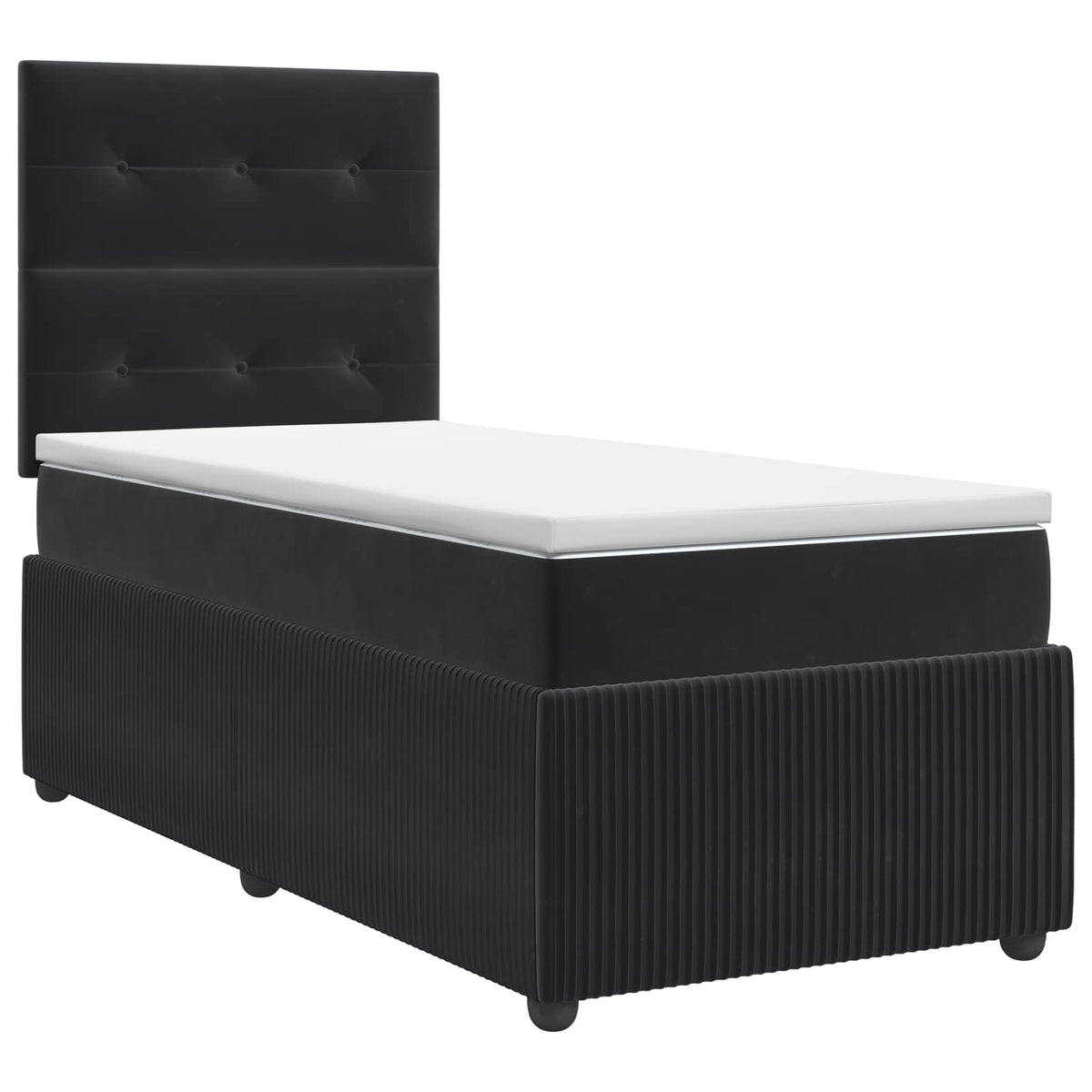 Boxspringbett mit Matratze Schwarz 80 x 200 cm Samt