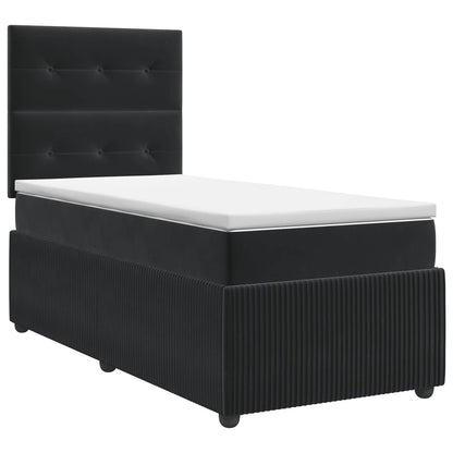 Boxspringbett mit Matratze Schwarz 80 x 200 cm Samt