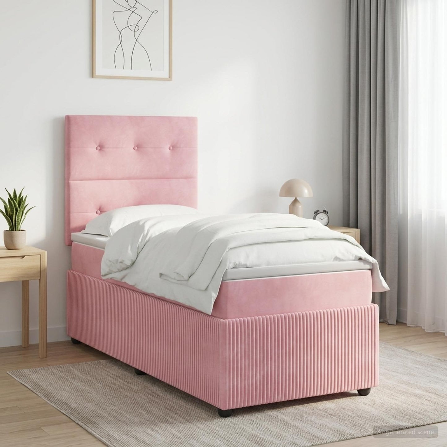 Boxspringbett mit Matratze mit Kopfteil Rosa 100 x 200 cm Samt