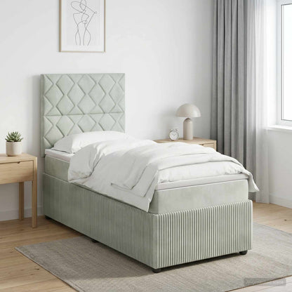 Boxspringbett mit Matratze Hellgrau 90 x 200 cm Samt