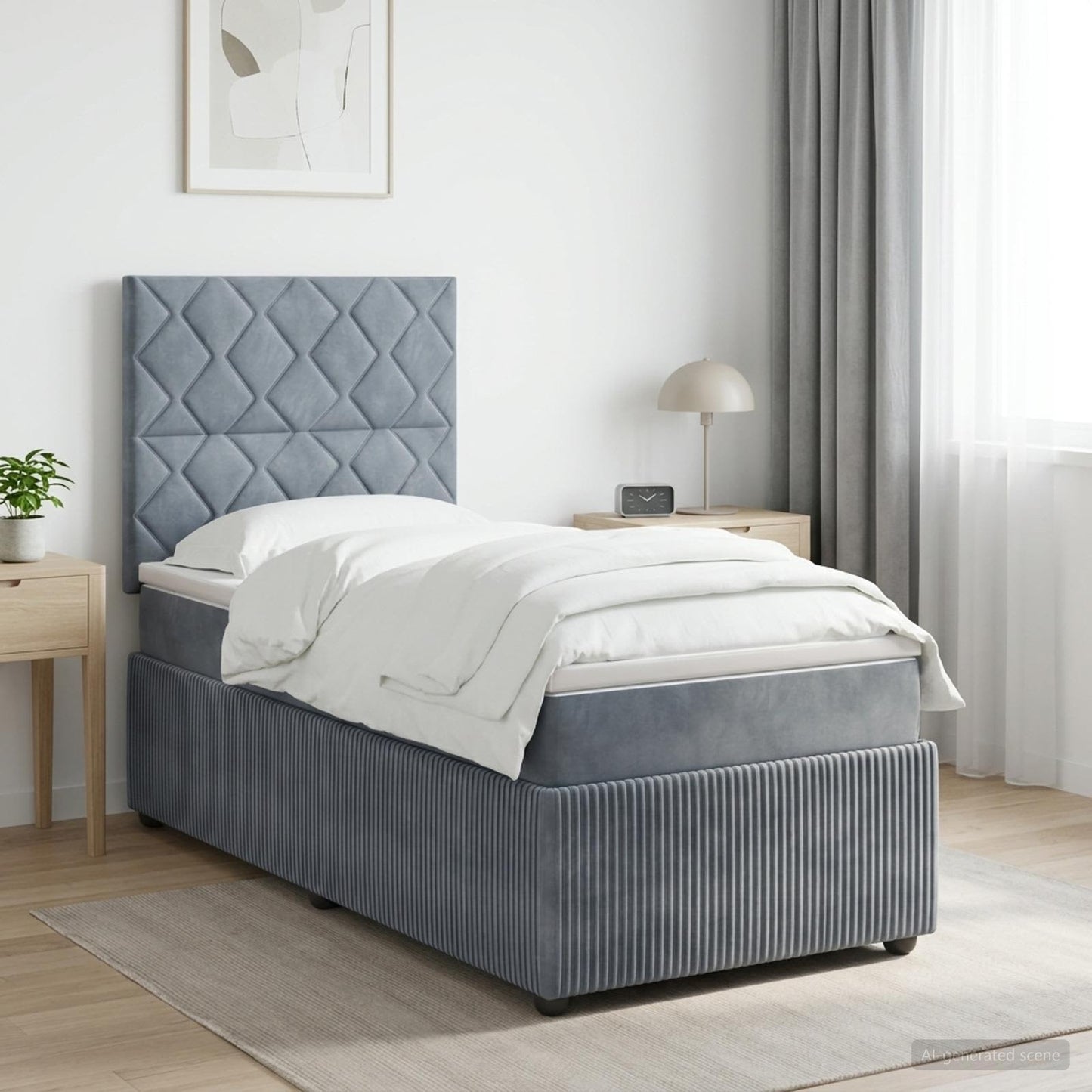 Boxspringbett mit Matratze Dunkelgrau 90 x 190 cm Samt