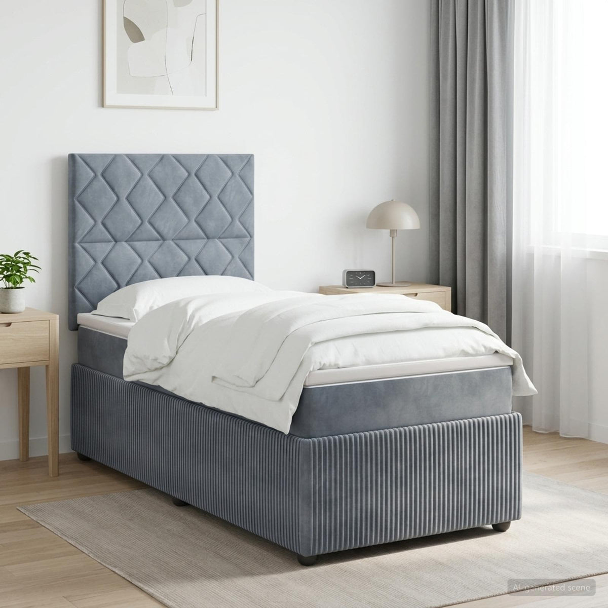 Boxspringbett mit Matratze Dunkelgrau 100 x 200 cm Samt