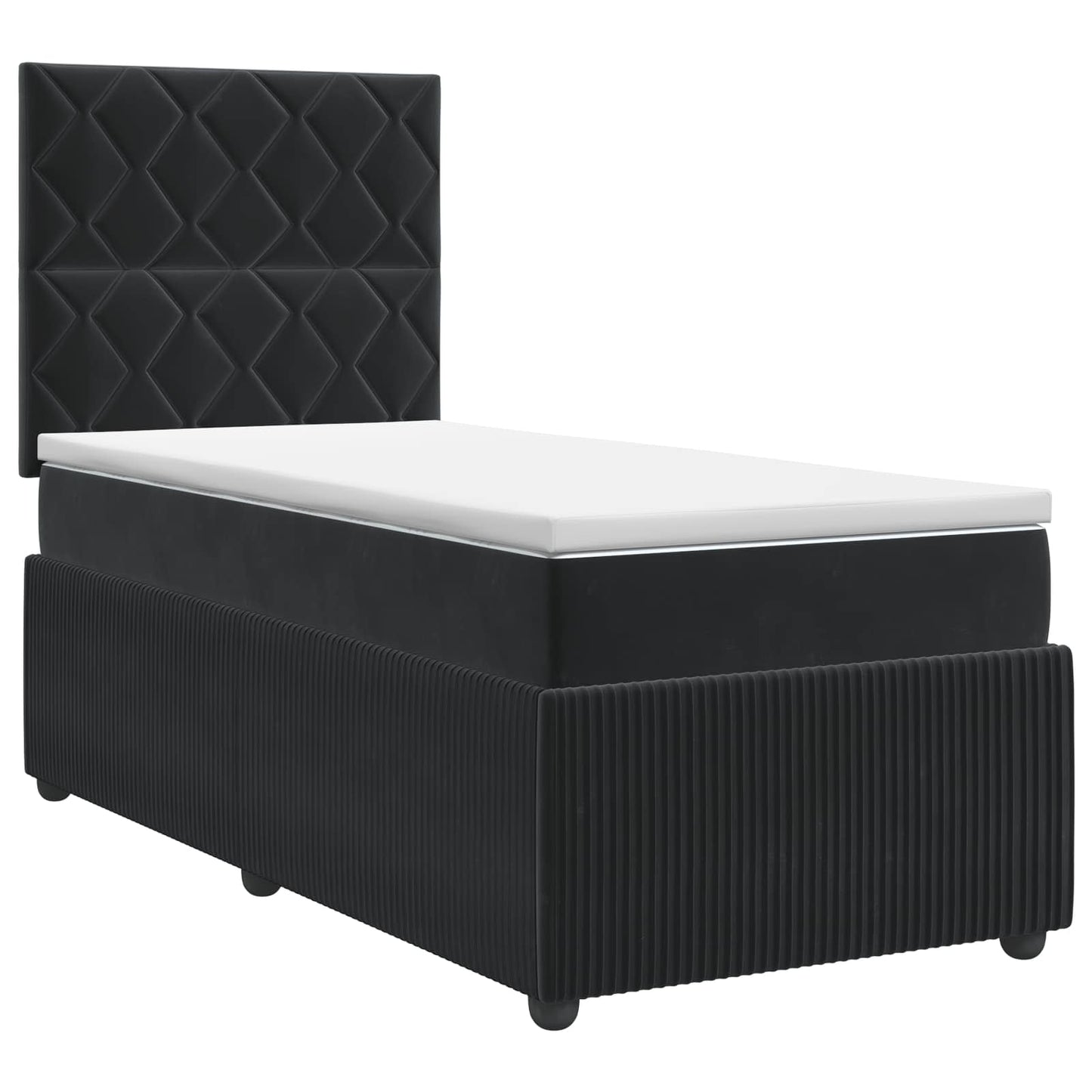 Boxspringbett mit Matratze Schwarz 80 x 200 cm Samt