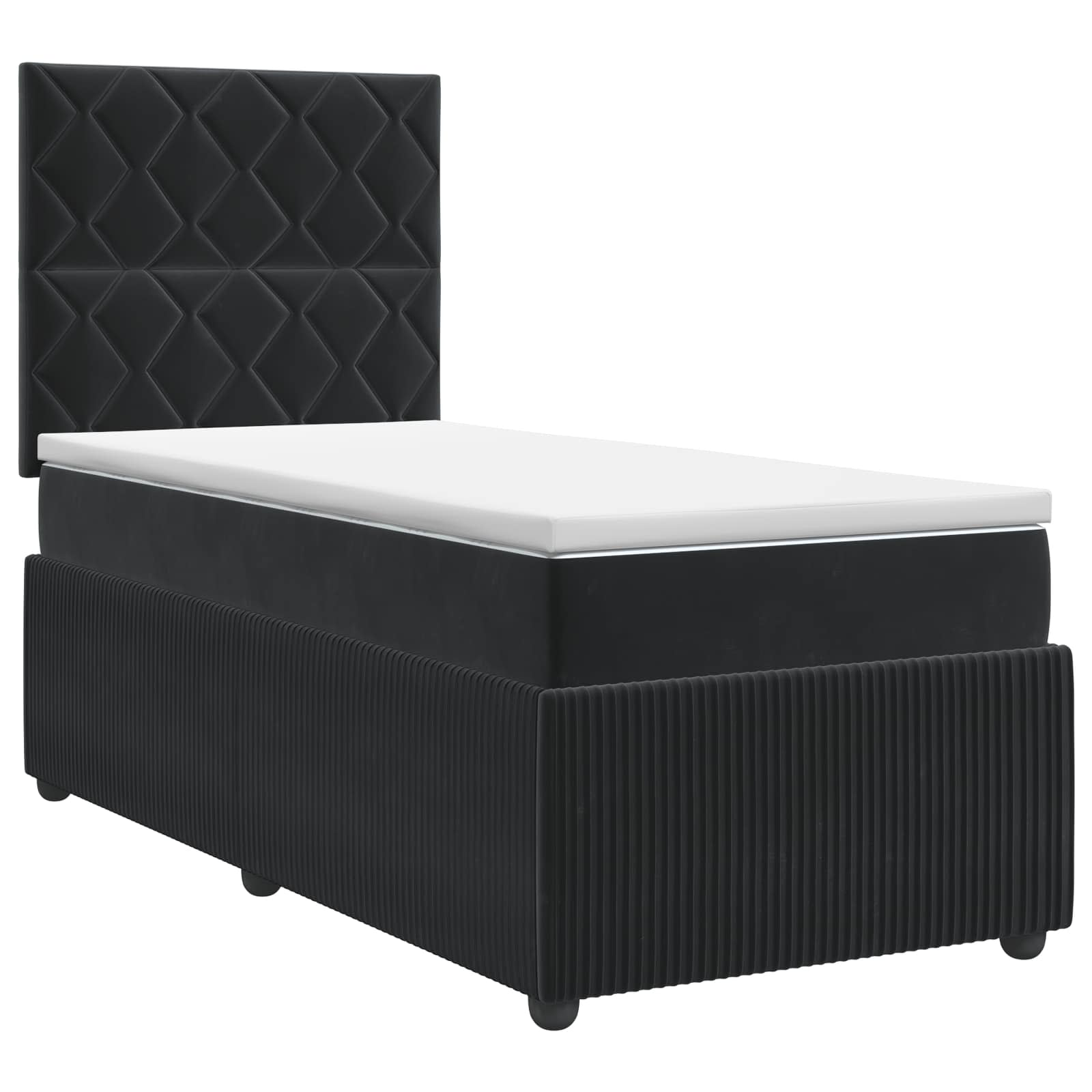 Boxspringbett mit Matratze Schwarz 80 x 200 cm Samt