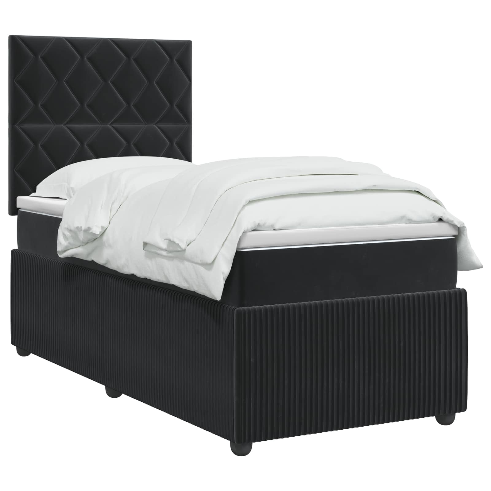 Boxspringbett mit Matratze Schwarz 80 x 200 cm Samt