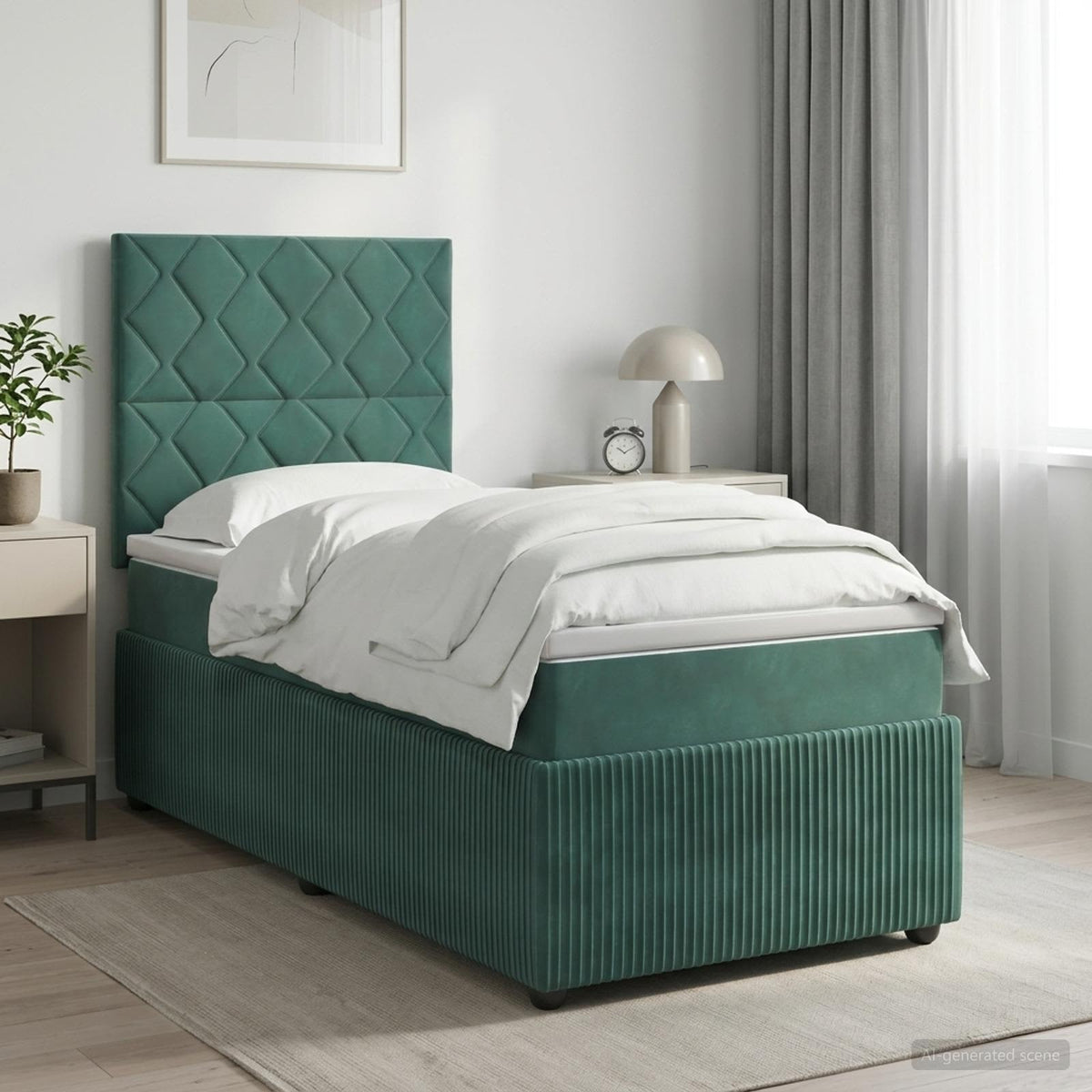 Boxspringbett mit Matratze Dunkelgrün 100 x 200 cm Samt
