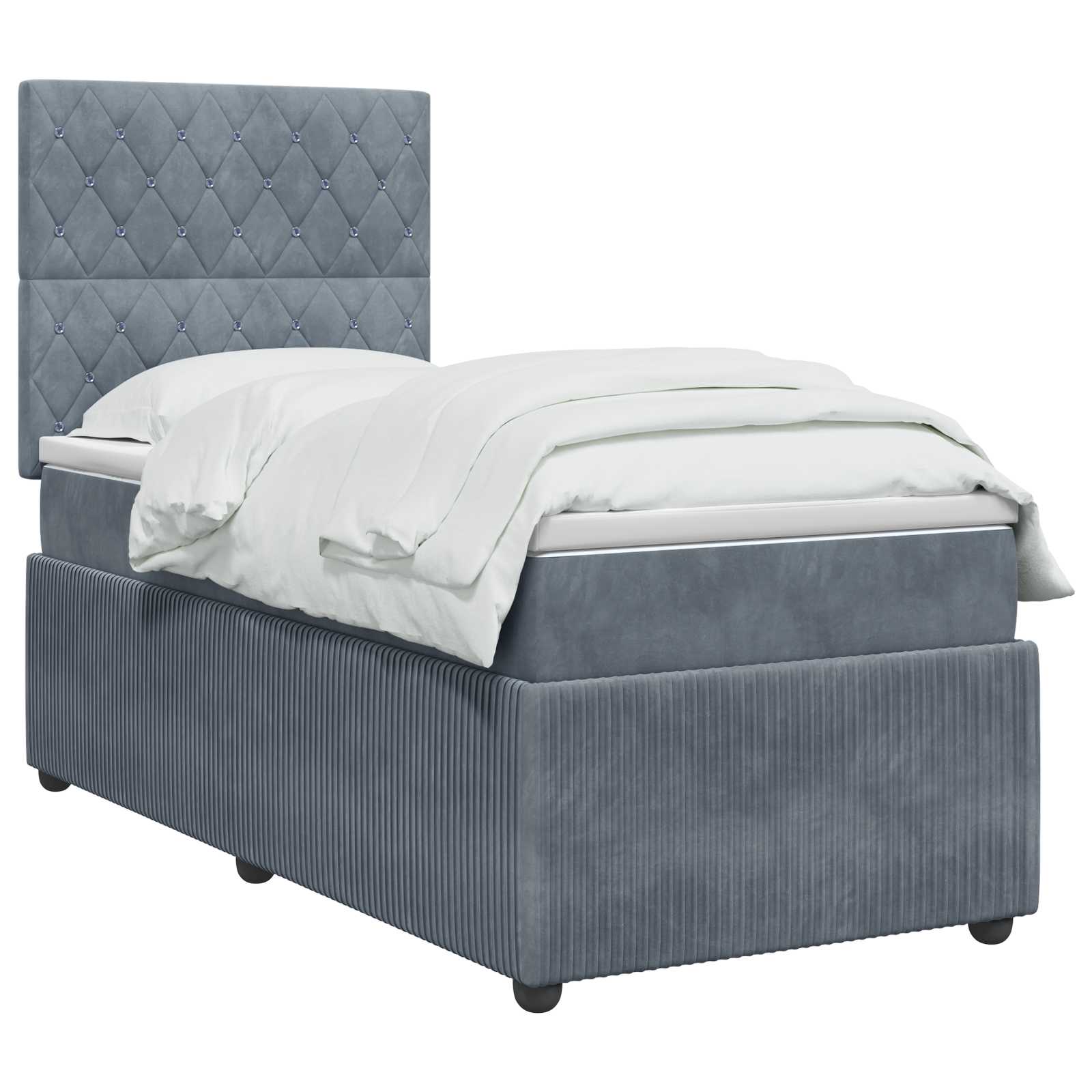 Boxspringbett mit Matratze Dunkelgrau 90 x 190 cm Samt