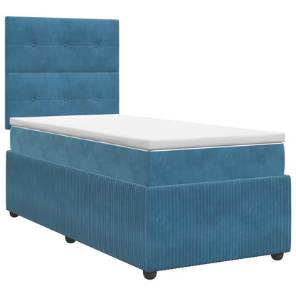Boxspringbett mit Matratze mit Kopfteil Blau 90 x 190 cm Samt